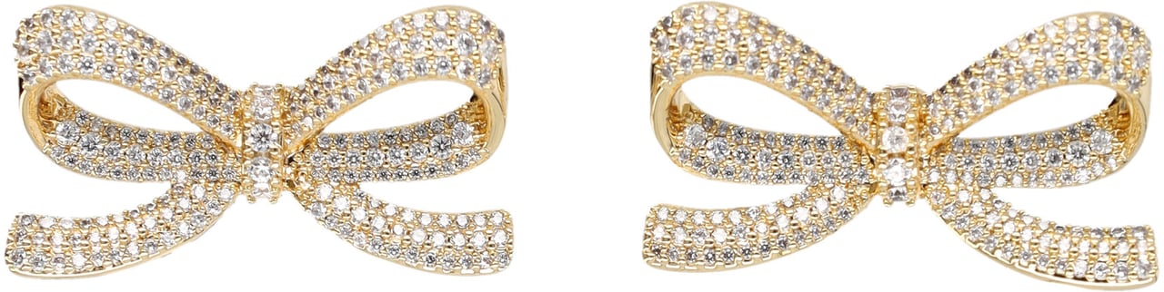 Self-Portrait Gold Crystal Bow Earring Oro Goud