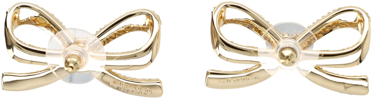 Self-Portrait Gold Crystal Bow Earring Oro Goud