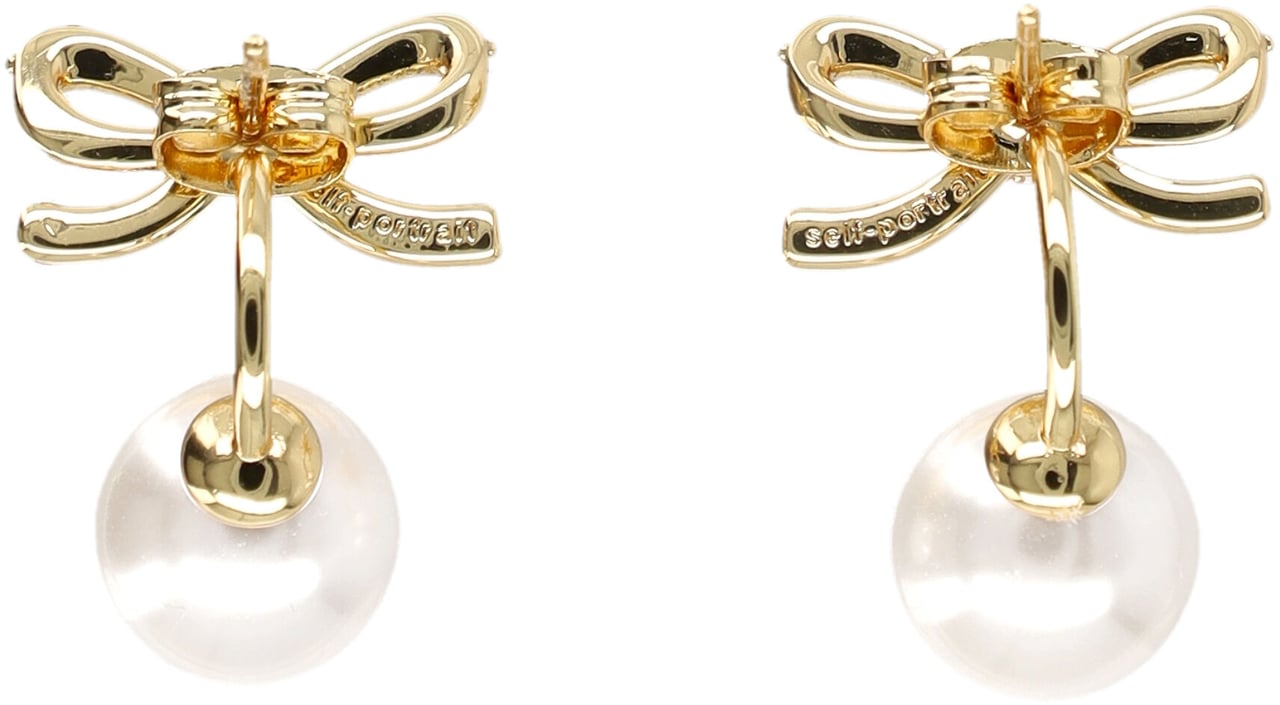 Self-Portrait Bow Pearl Earring Oro Goud