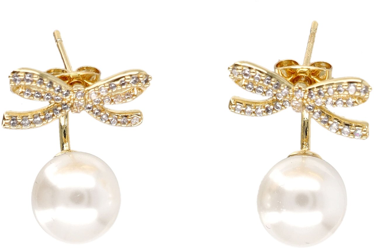 Self-Portrait Bow Pearl Earring Oro Goud