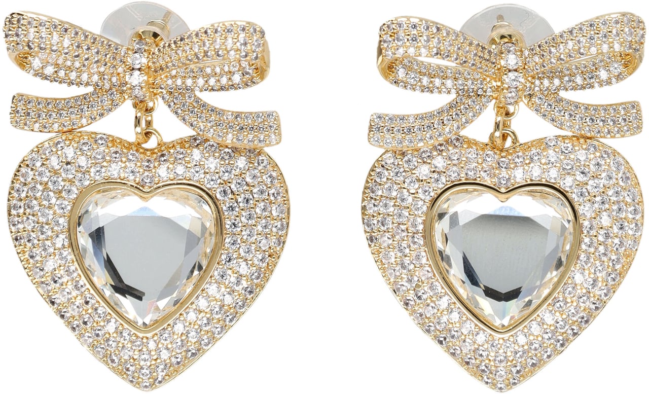 Self-Portrait Bow Crystal Jeart Earring Oro Goud