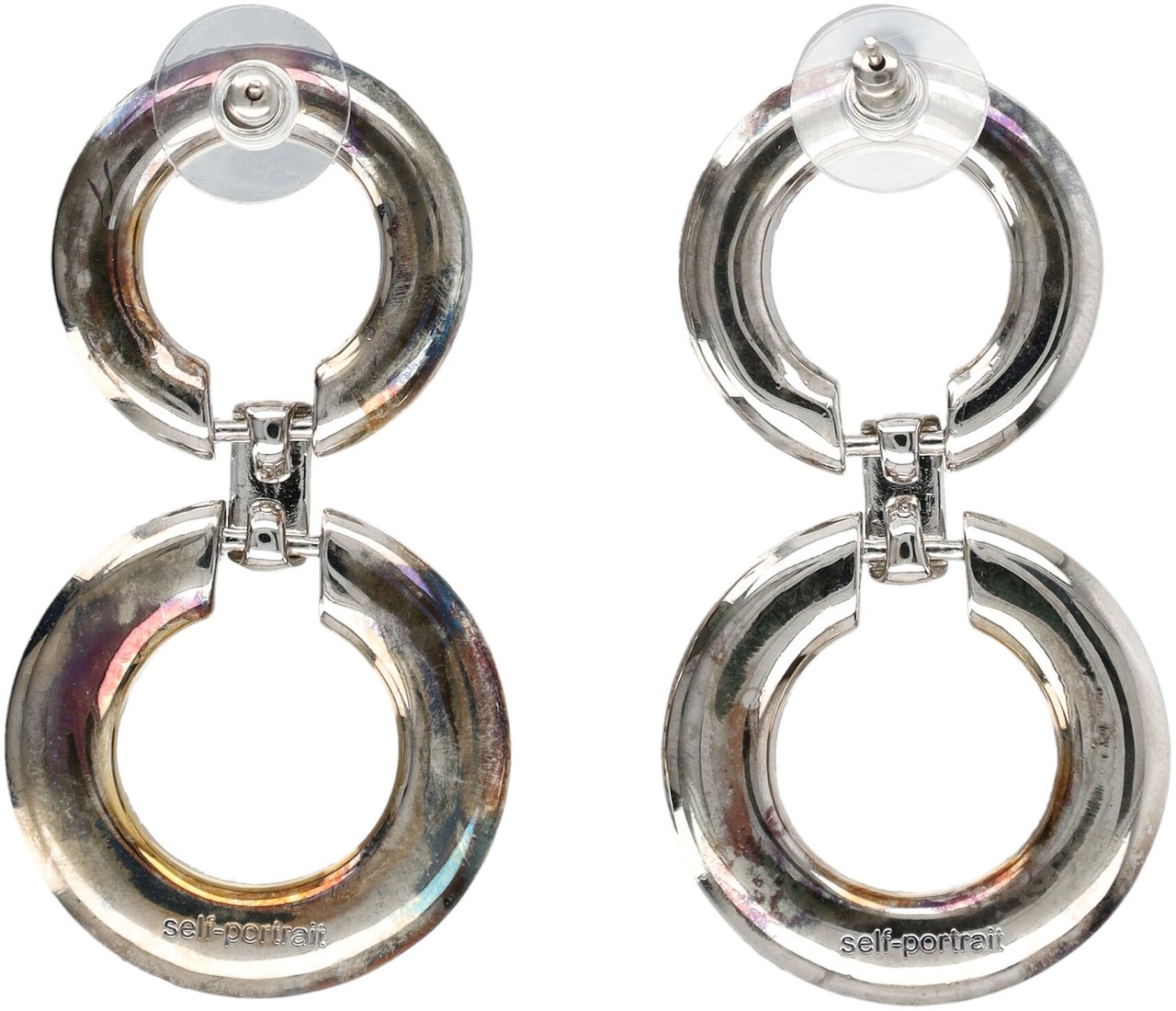 Self-Portrait Crystal Link Earring Argento Zilver