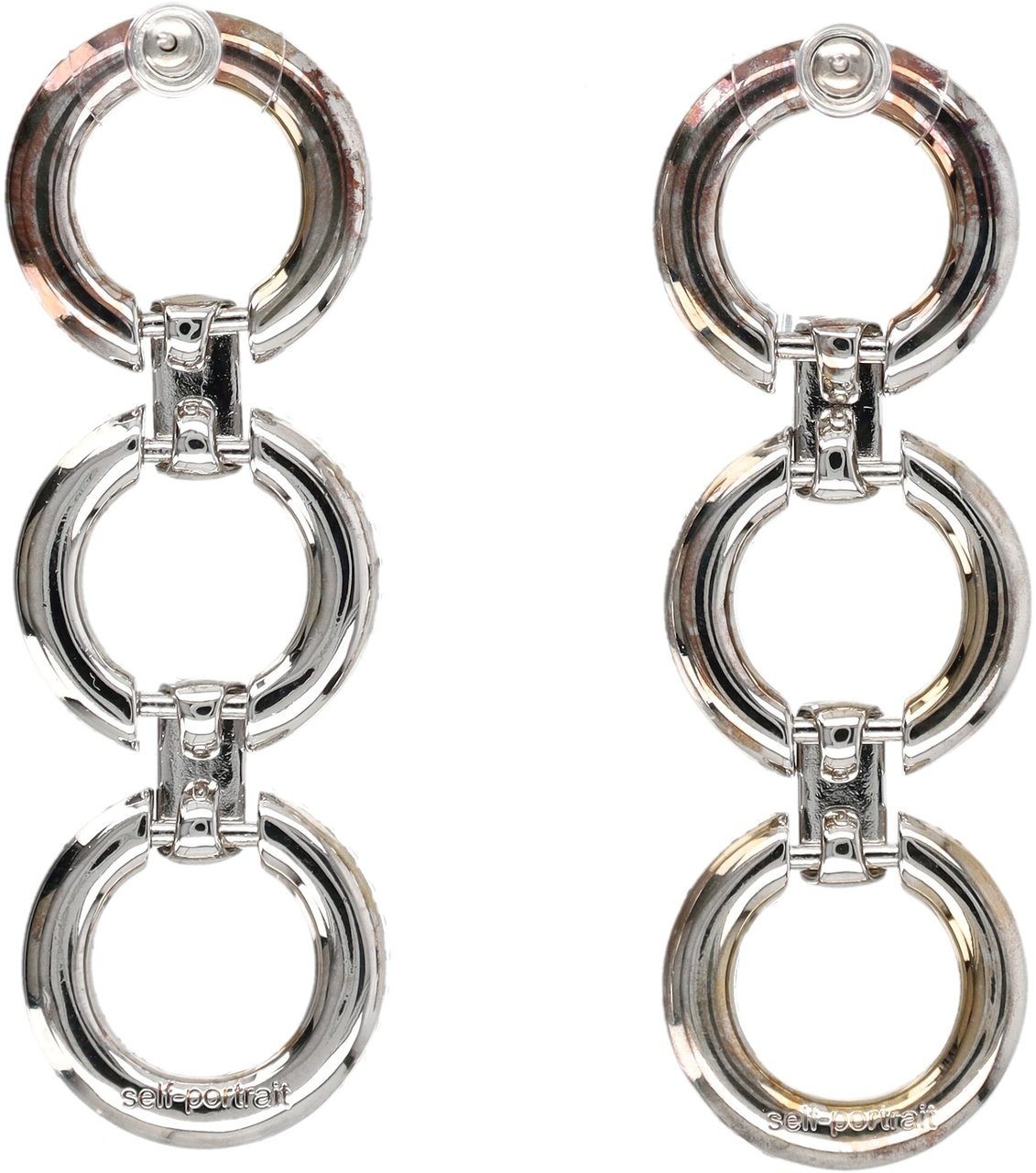 Self-Portrait Crystal 3 Link Earring Argento Zilver