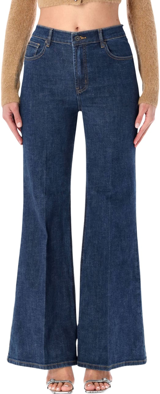 Self-Portrait Self-Portrait high-waisted blue fared jeans Blauw