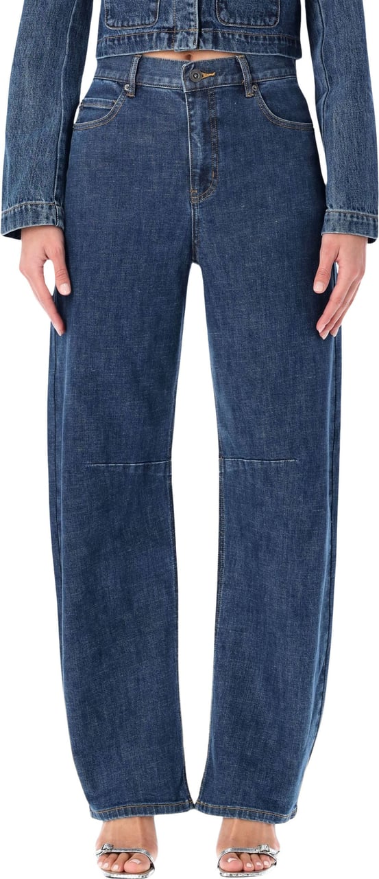 Self-Portrait Self-Portrait high-waisted blue barrel-leg jeans Blauw