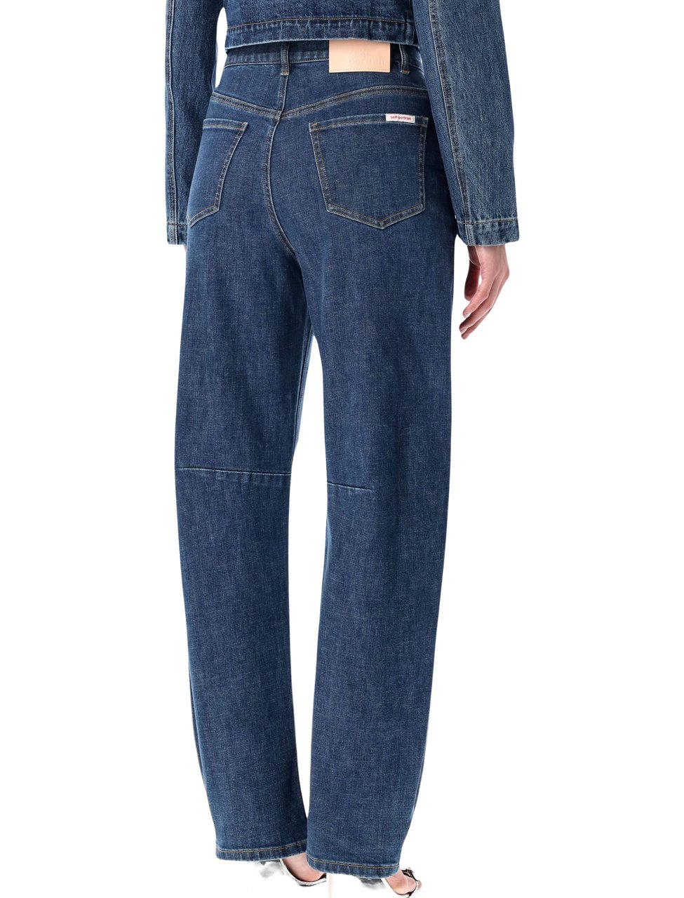 Self-Portrait Barrel Leg Denim Blue Blauw