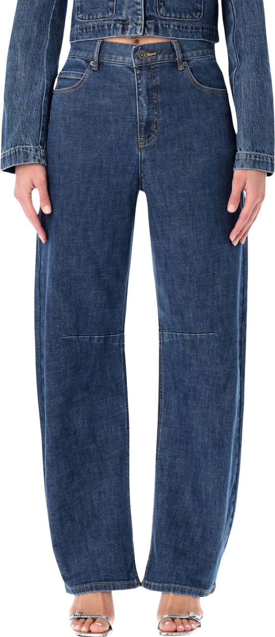 Self-Portrait Barrel Leg Denim Blue Blauw