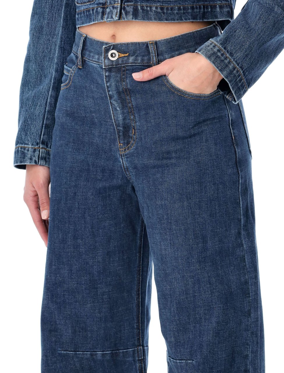 Self-Portrait Barrel Leg Denim Blue Blauw