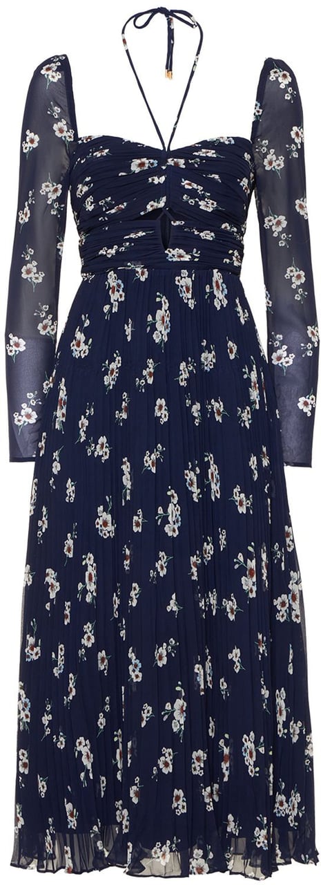 Self-Portrait Elegant long dress with blue fantasy print Blauw