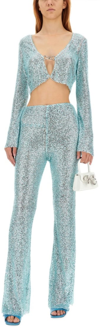 Self-Portrait Beaded Pants Blauw