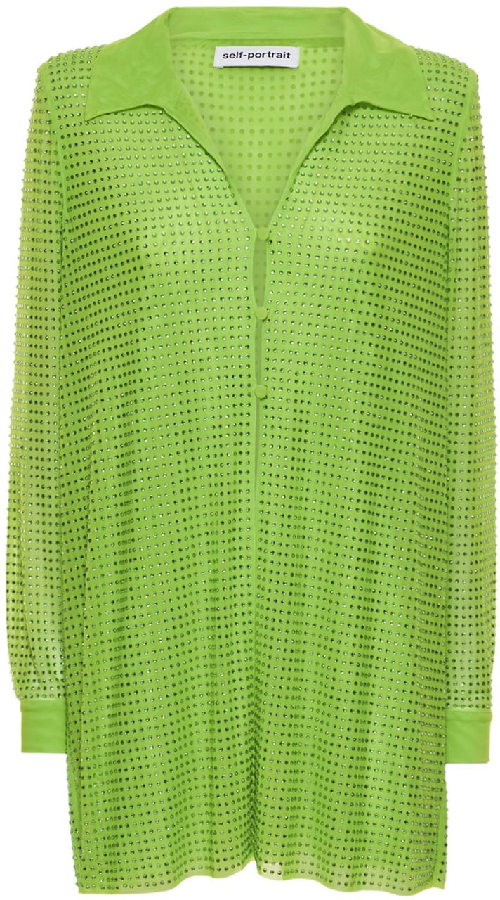 Self-Portrait Green lime shirt with long sleeves Groen
