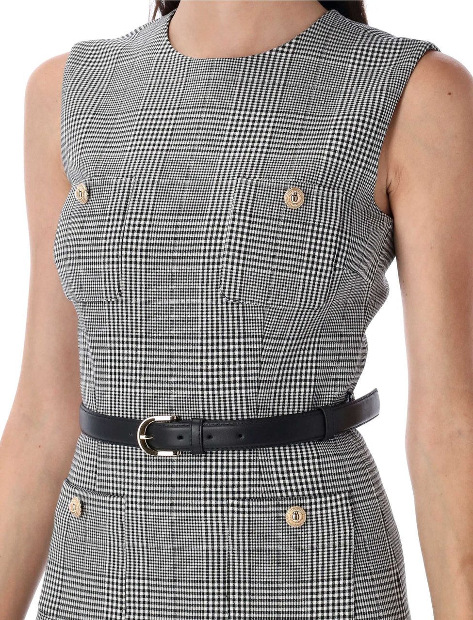 Self-Portrait Mini Dress Prince Of Wales Nero Zwart