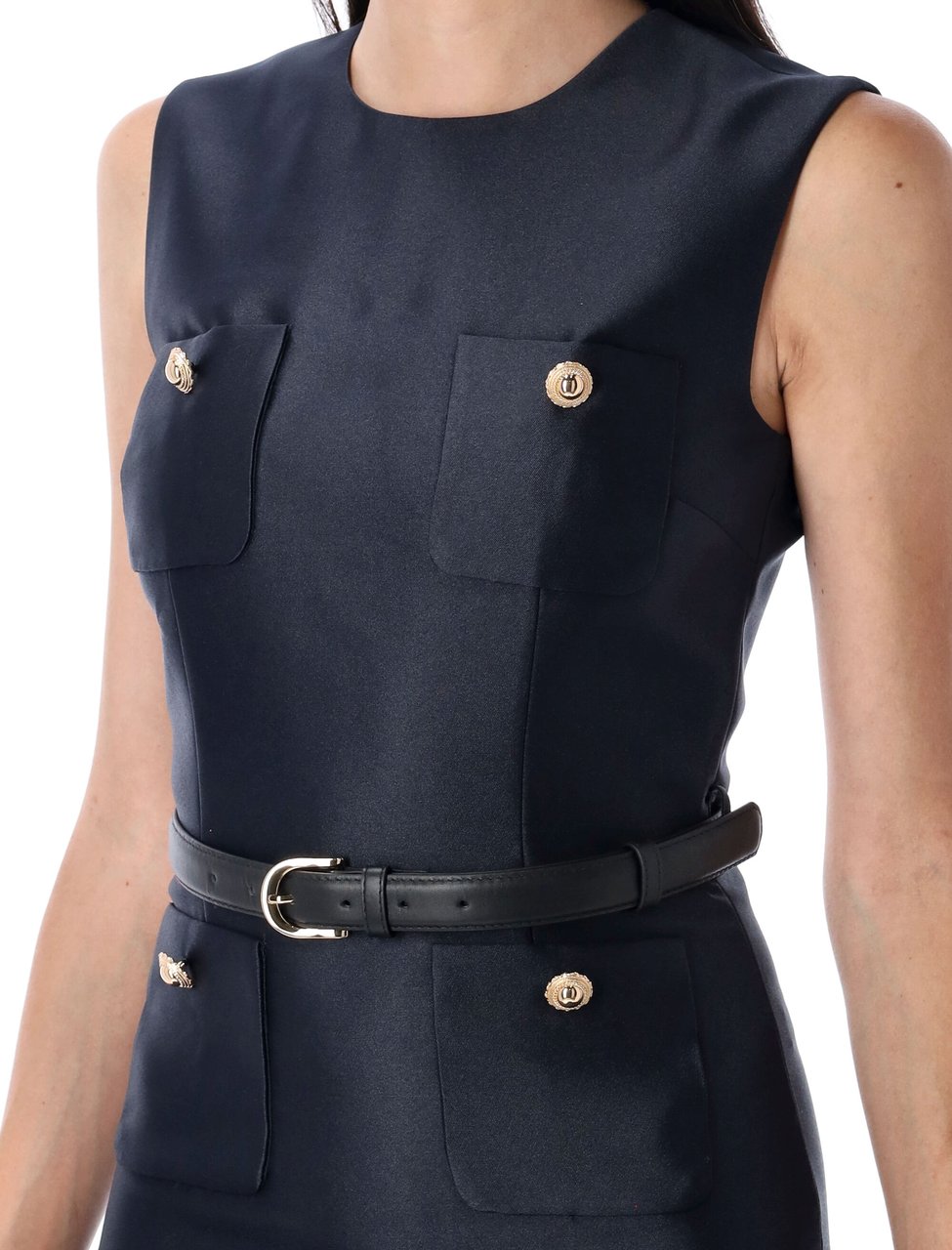 Self-Portrait Tafeta Mini Dress Blue Blauw