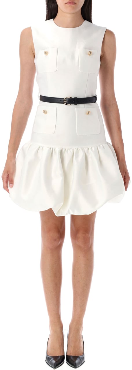 Self-Portrait Tafeta Mini Dress Bianco Wit