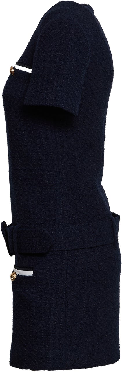 Self-Portrait Navy Boucle Mini Dress Blauw
