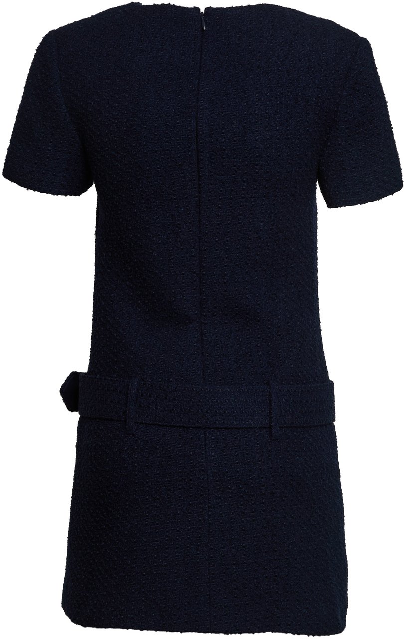 Self-Portrait Navy Boucle Mini Dress Blauw