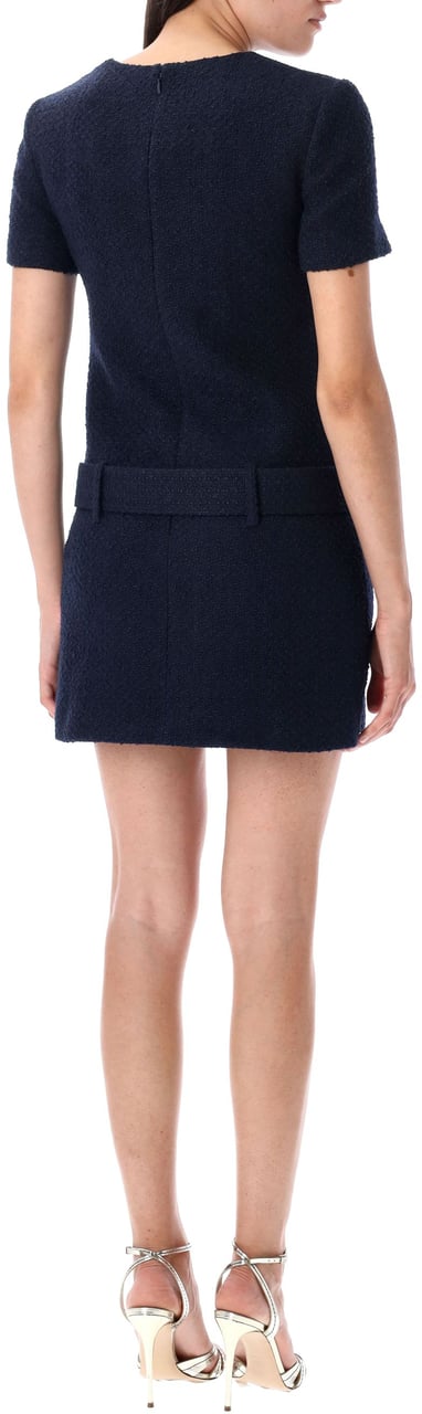 Self-Portrait Boucle Mini Dress Blue Blauw