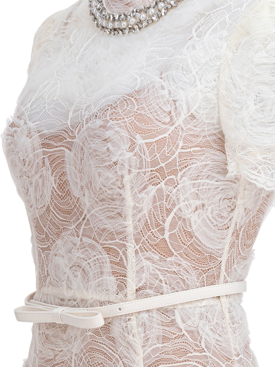 Self-Portrait Lace and tulle midi dress Beige