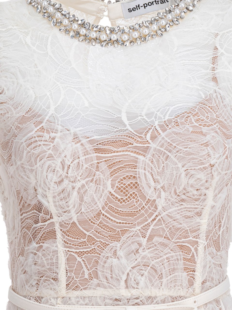 Self-Portrait Lace and tulle midi dress Beige