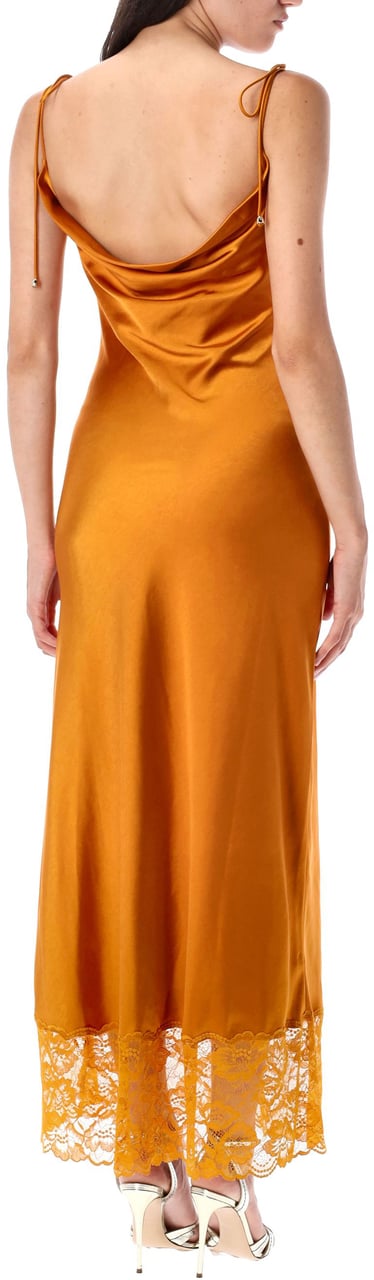 Self-Portrait Satin Midi Dress Arancio Oranje