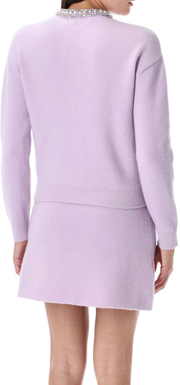 Self-Portrait Crystal trim cardigan Paars