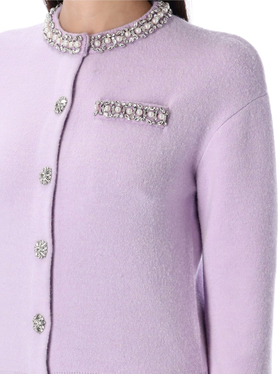 Self-Portrait Crystal trim cardigan Paars