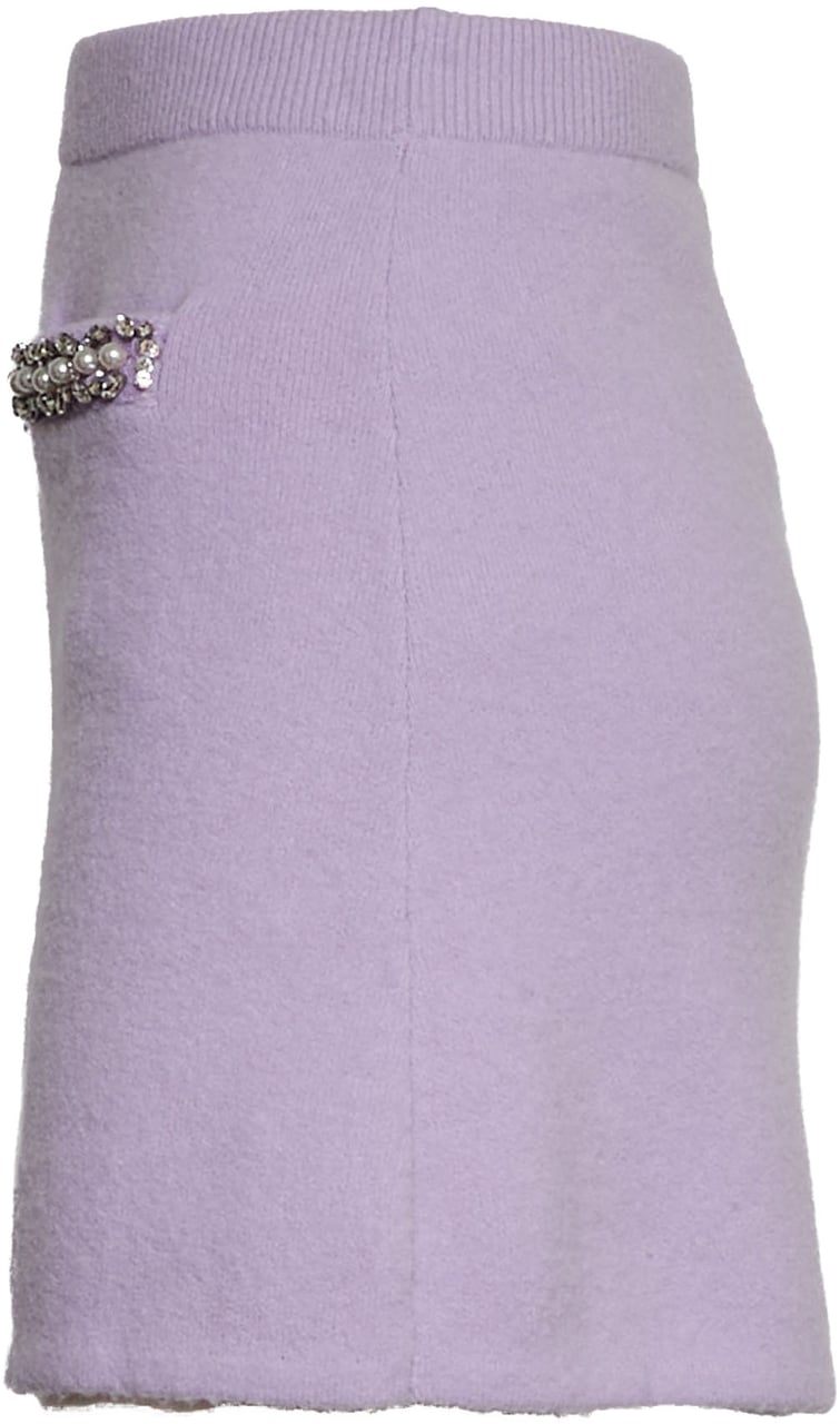 Self-Portrait Lilac Crystal Trim Knit Skirt Paars