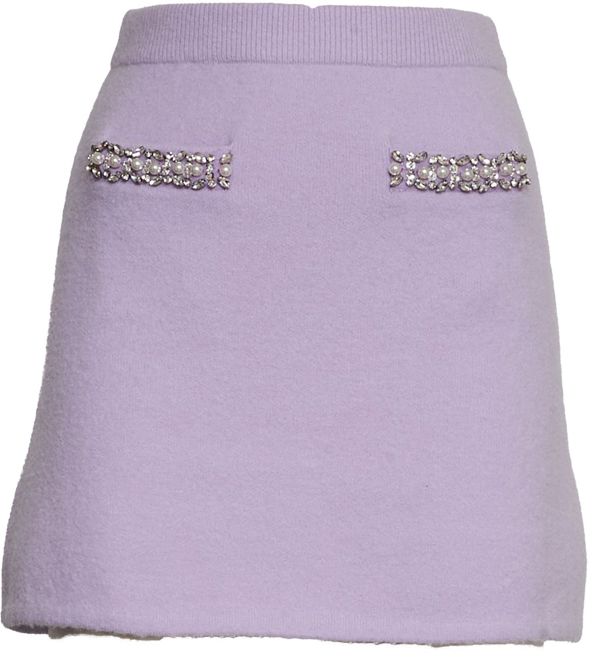 Self-Portrait Lilac Crystal Trim Knit Skirt Paars
