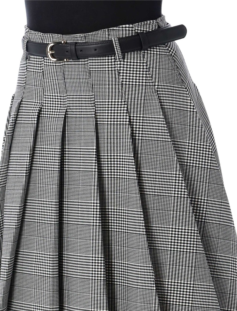 Self-Portrait Pleated Midi Skirt Prince Of Wales Nero Zwart