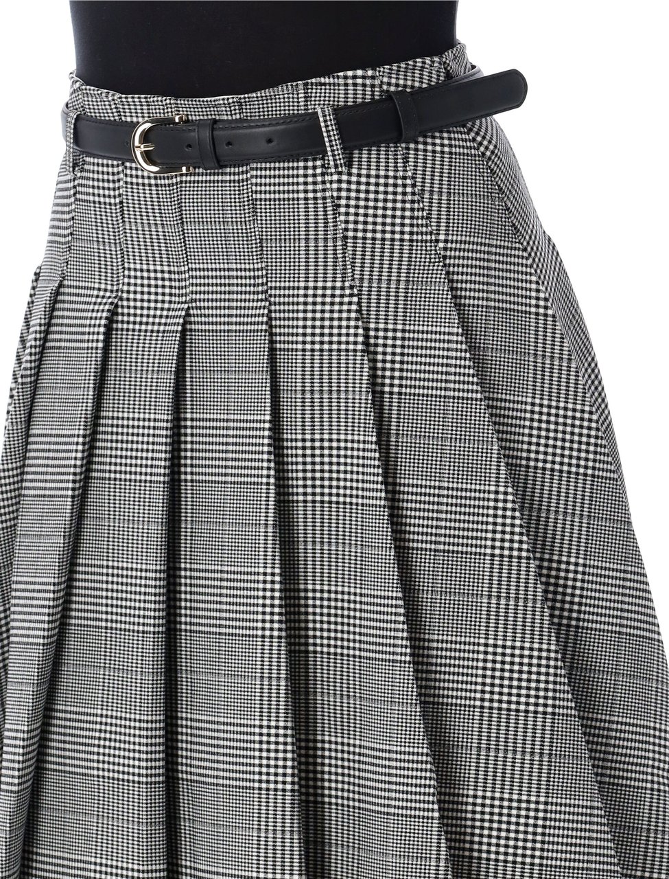 Self-Portrait Prince Of Wales check pleated midi skirt Zwart