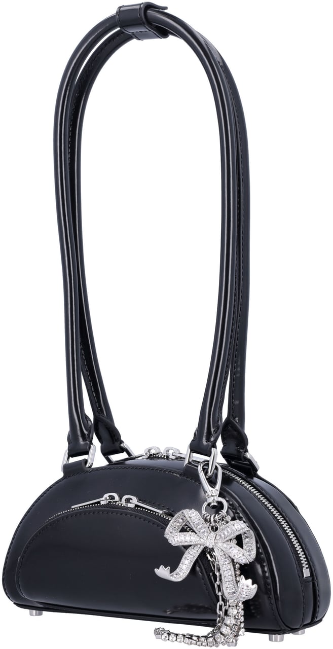 Self-Portrait Mini Curved Charm Shoulder Bag Nero Zwart