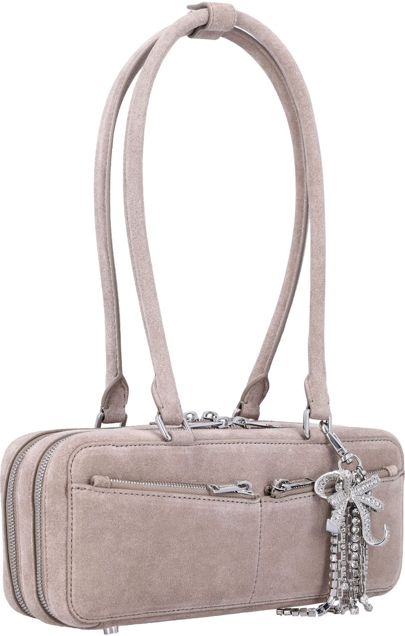 Self-Portrait Baguette shoulder bag with charm Grijs