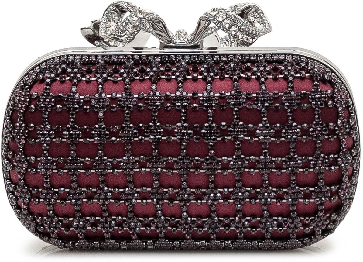 Self-Portrait Pochette con Fiocco e Cristalli Rood