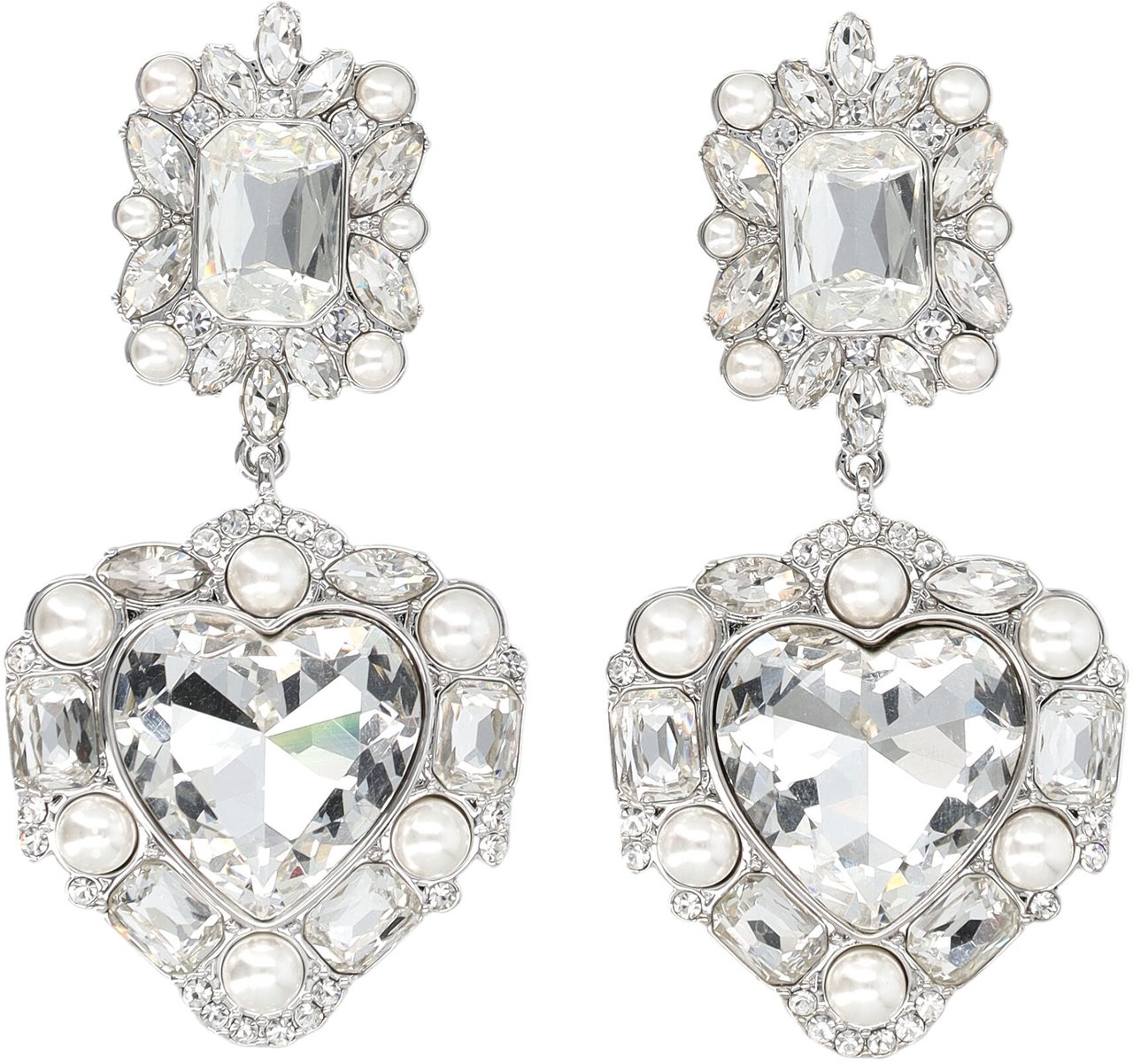 Self-Portrait Crystal Heart Earring Argento Zilver