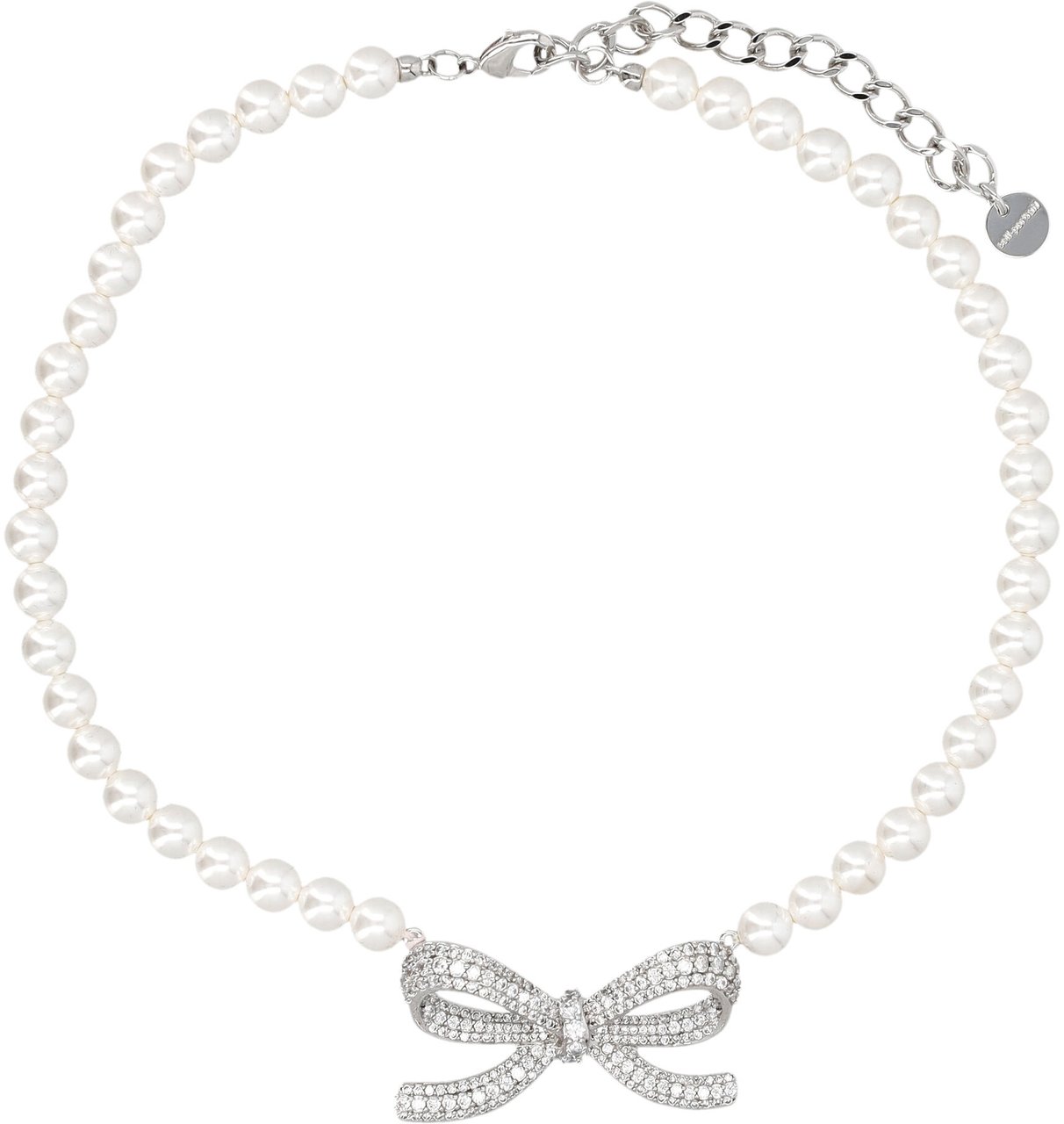 Self-Portrait Bow Necklace Pearl Roze