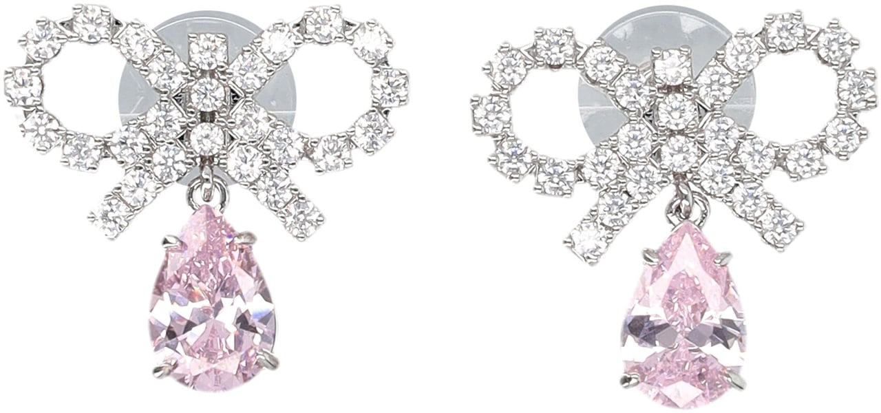 Self-Portrait Micro Bow Crystal Earring Rosa Roze