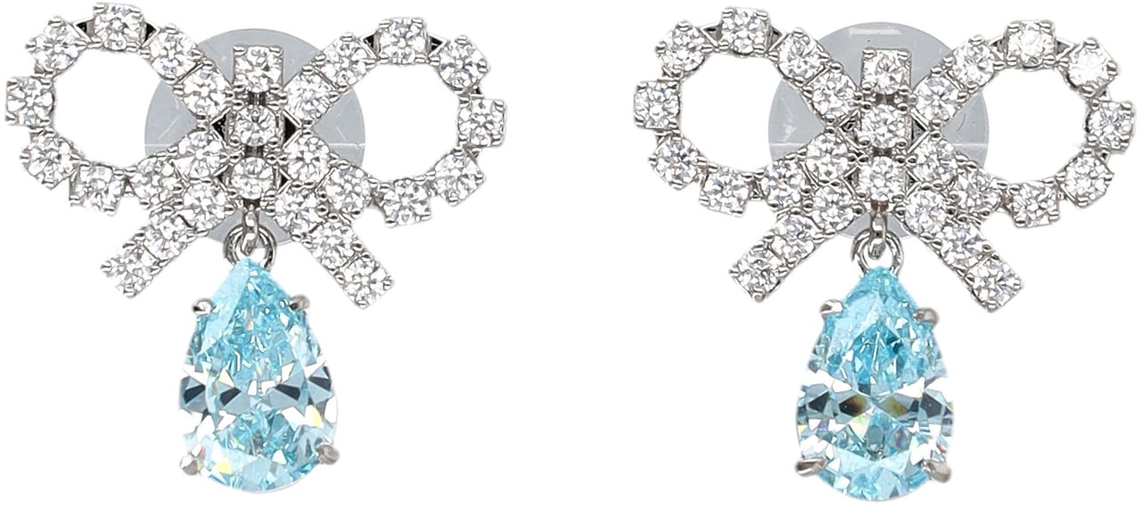 Self-Portrait Micro Bow Crystal Earring Blu Blauw