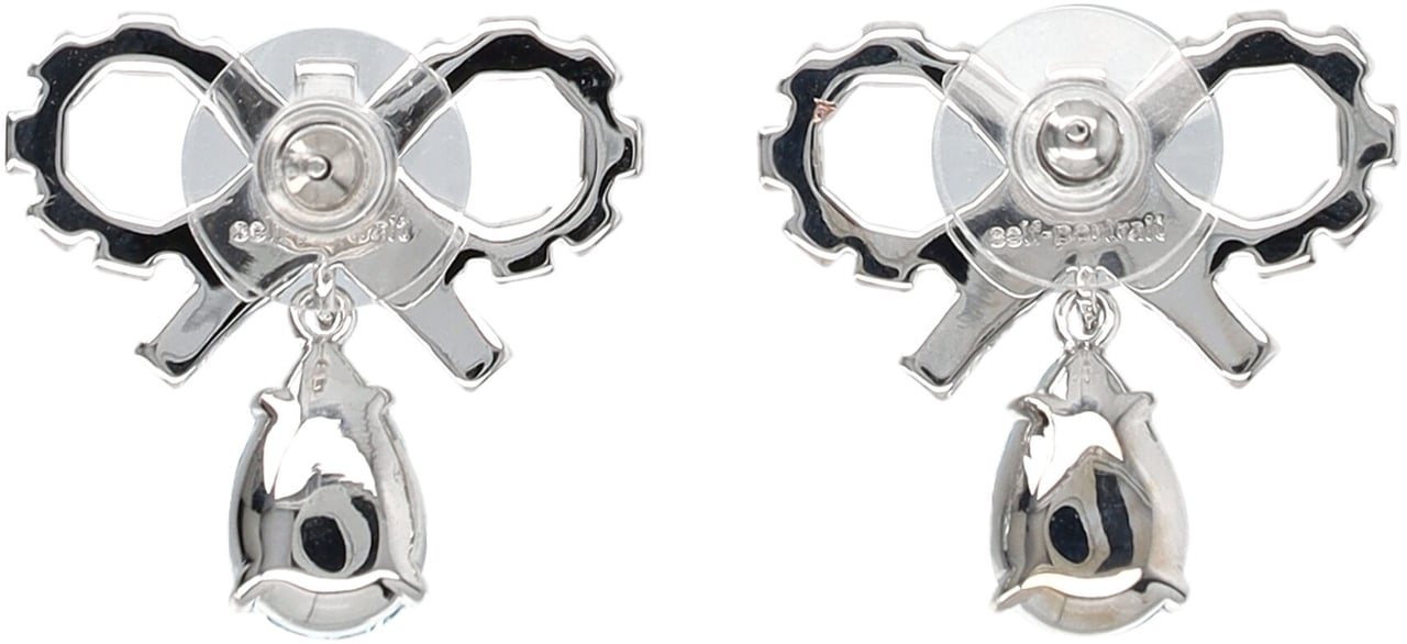 Self-Portrait Micro Bow Crystal Earring Blu Blauw