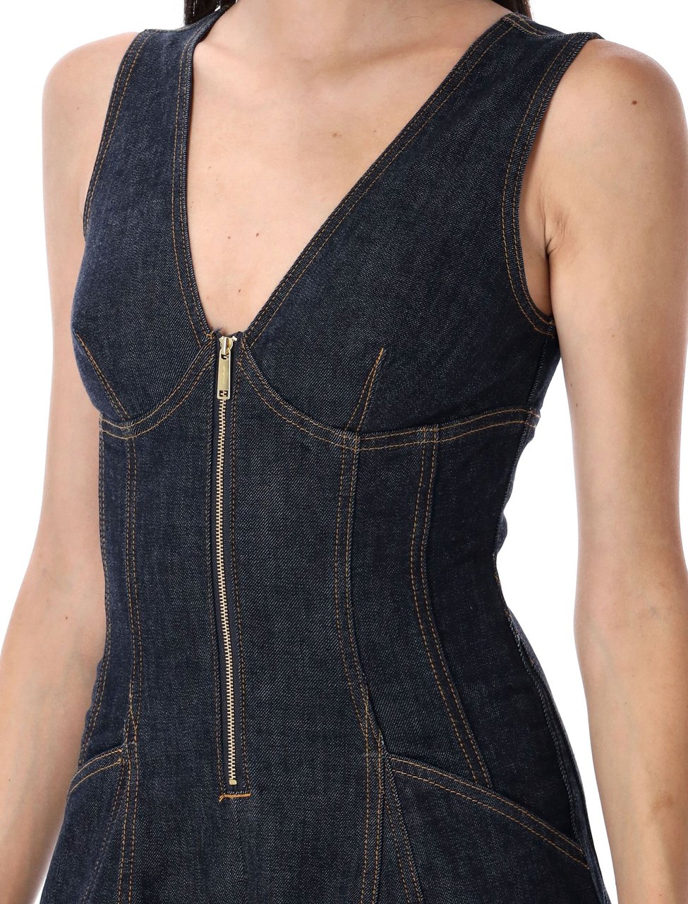 Self-Portrait Denim Mini Dress Blue Blauw