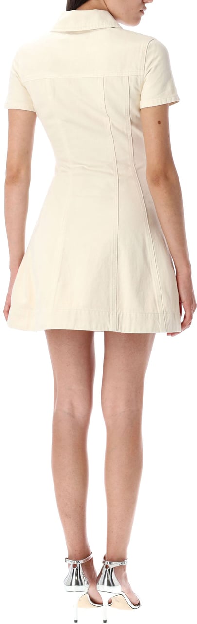 Self-Portrait Cream Denim Mini Dress Bianco Wit