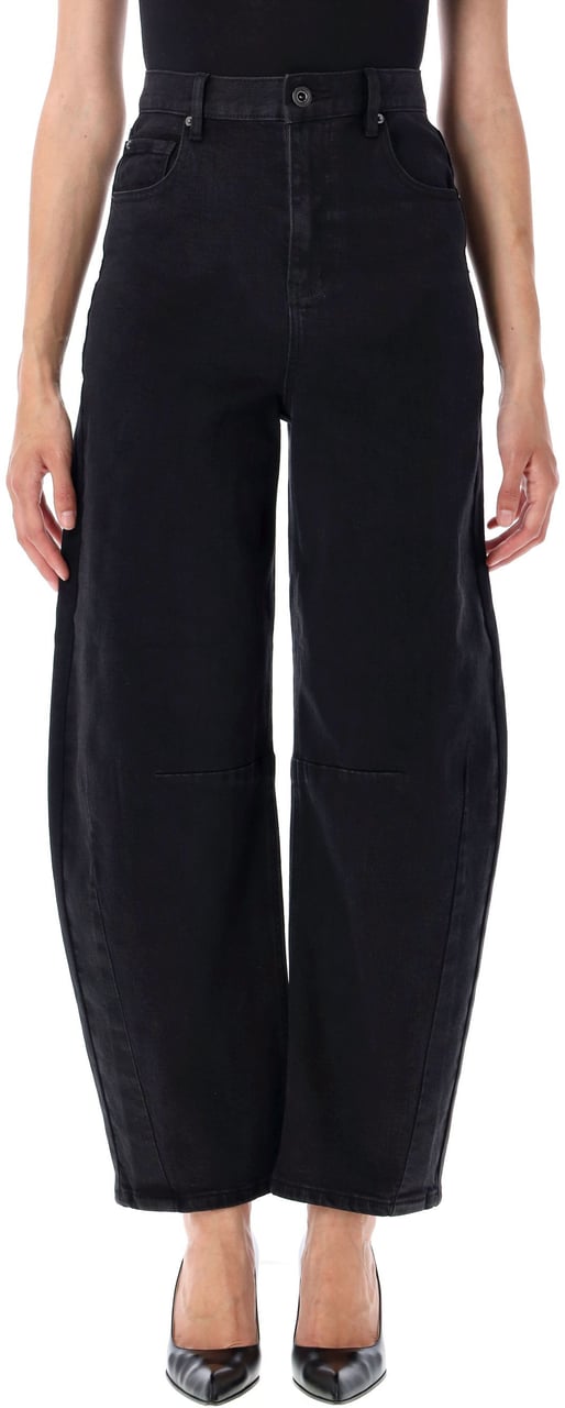 Self-Portrait Barrel Denim Nero Zwart