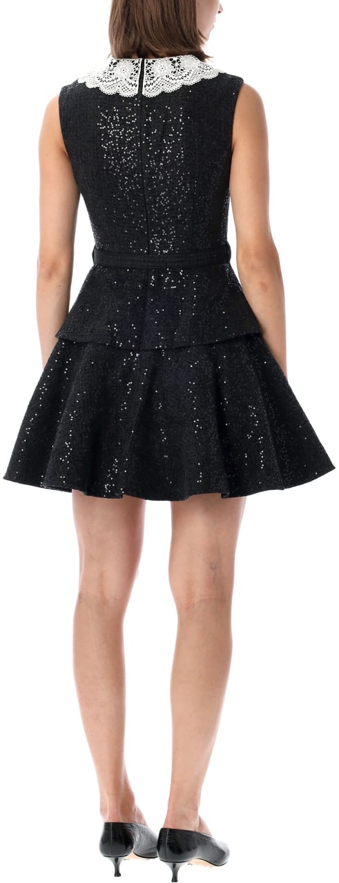 Self-Portrait Sequin Boucle Mini Dress Nero Zwart