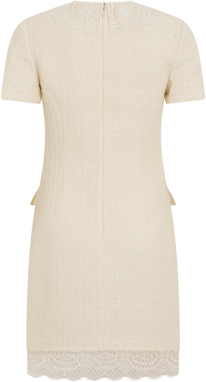 Self-Portrait Short dress in bouclé lace Neutraal