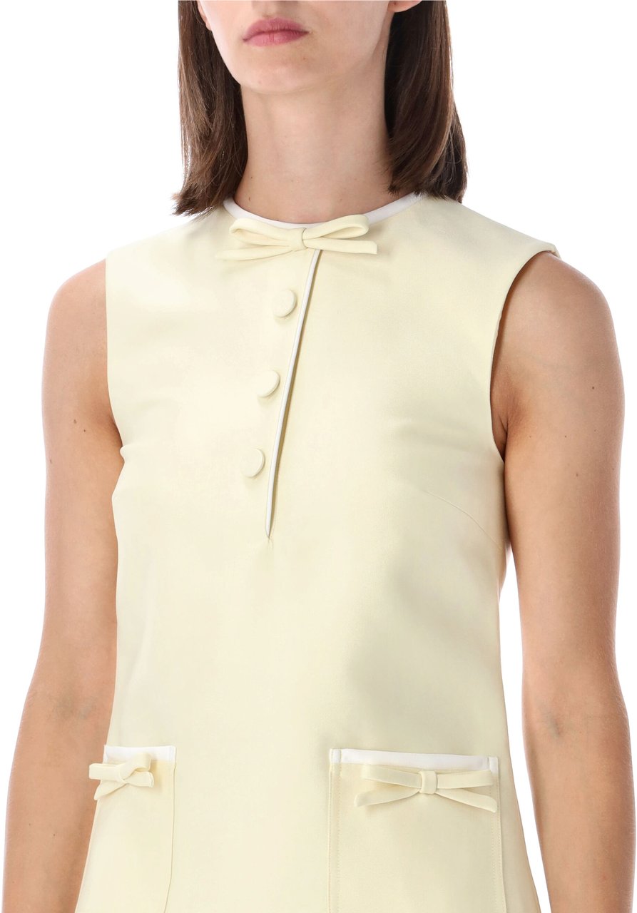 Self-Portrait Yellow Taffeta Bow Mini Dress Giallo Geel