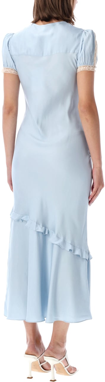 Self-Portrait Lace Long Dress Blu Lichtblauw