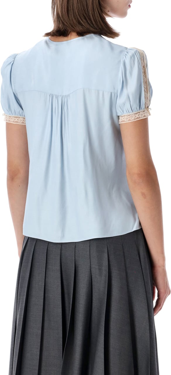 Self-Portrait Romantic Lace Top Blu Lichtblauw