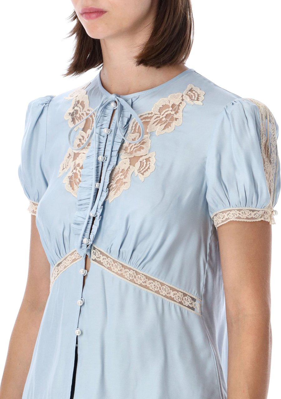 Self-Portrait Romantic Lace Top Blu Lichtblauw