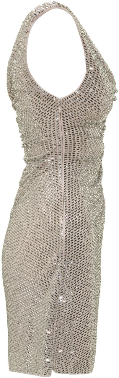 Self-Portrait Mini Abito Drappeggiato con Strass Zilver