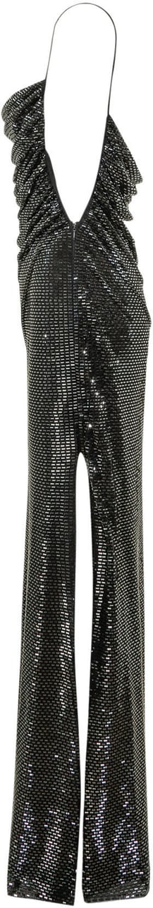 Self-Portrait Abito Lungo Drappeggiato con Strass Donkergrijs