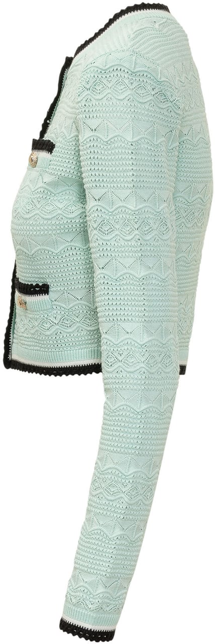 Self-Portrait Cardigan Pointelle con Tasche Lime